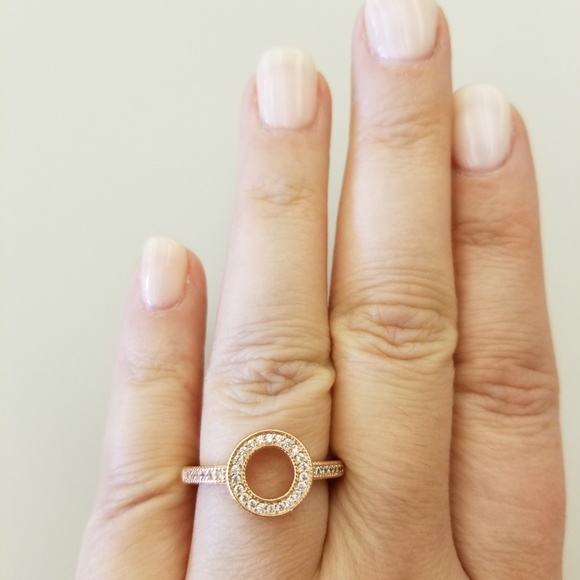 18k Plated Pave Circle Ring - Picture 6 of 8